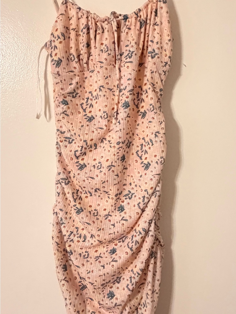 Sundae Muse Pink Floral Ruched Midi Dress Size 8